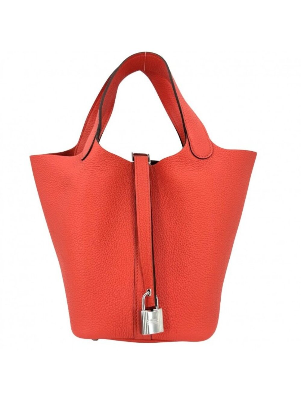 Hermes Handbag Picotin Lock PM Taurillon Clemence Orange Silver